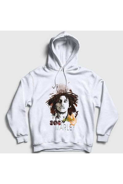 Presmono Φούτερ Unisex White Wild Bob Marley με κουκούλα 266033 ττ