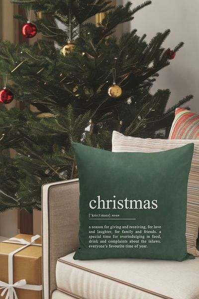 Filamente Christmas Themed Throw Pillow Cover / Christmas - Christmas Cushion Cover (Double-Sided Printed - Hidden Zipper)