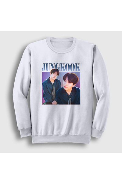 Presmono Unisex Λευκή αφίσα K Pop Jungkook Bts Φούτερ 272721 ττ