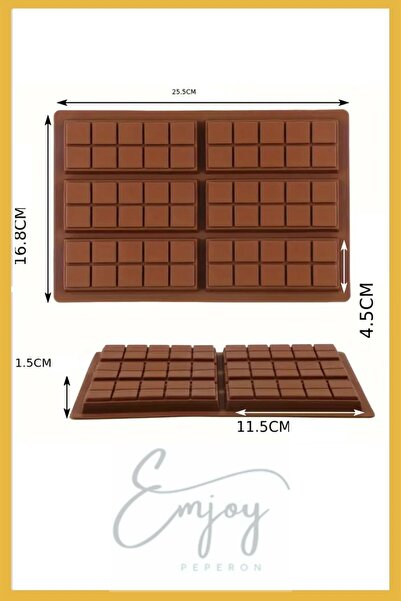 ENJOYPEPERON Kare 6'lı Dubai Çikolata Kalıbı Silikon 17cm*26cm Bar Çikolata Kahve Yanı Sunumu