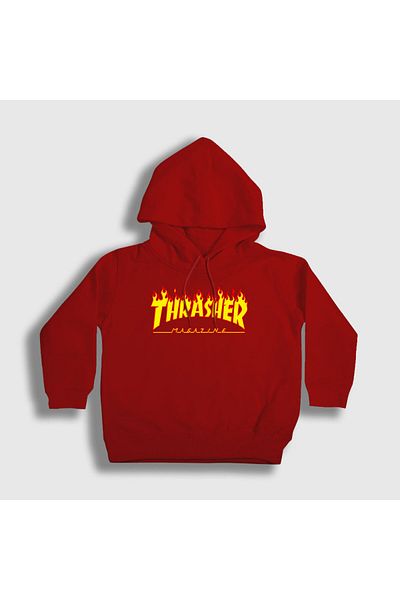 Presmono Унисекс детски суитшърт с качулка и червено лого Thrasher 277752tt