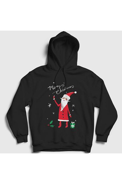 Presmono Unisex Μαύρο Santa Claus V2 Santa Claus Πρωτοχρονιάτικο φούτερ με κουκούλα 270467 ττ