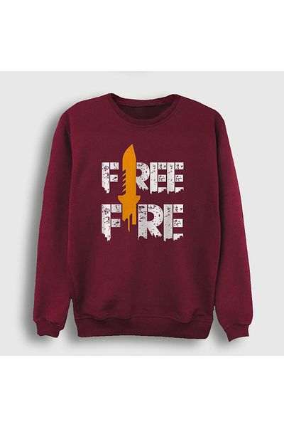 Presmono Унисекс суитшърт с кестеняв цвят Knife V2 Free Fire 233159tt