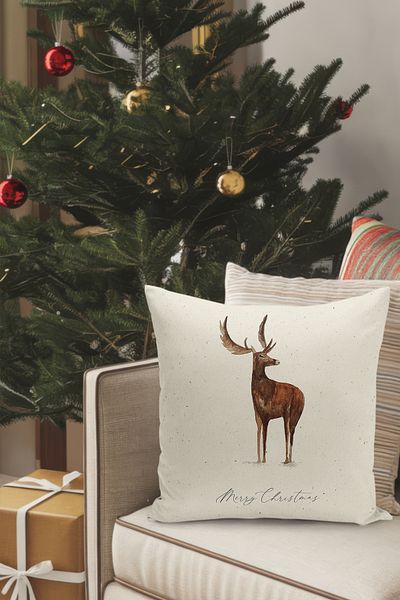 Filamente Christmas Themed Throw Pillow Cover / Christmas - Christmas Cushion Cover (Double-Sided Printed - Hidden Zipper)