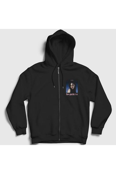 Presmono Унисекс черен суитшърт с качулка и цип Jisoo Blackpink 272000tt