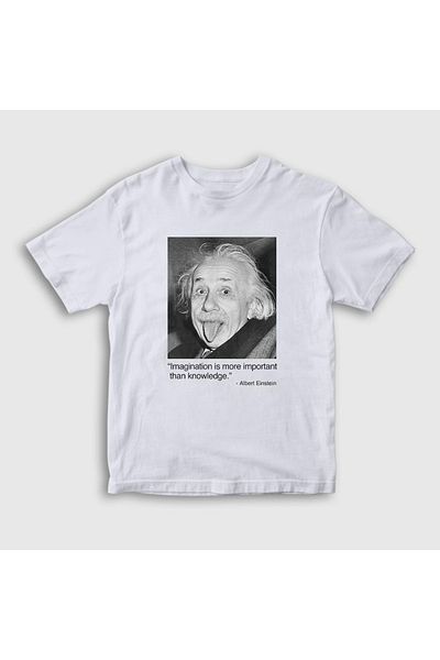 Presmono Albert Einstein Unisex Παιδικό T-shirt - Imagination Scientist, Λευκό, 335021 ττ