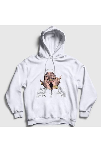 Presmono Φούτερ Unisex White Laugh Post Malone με κουκούλα 304352 ττ