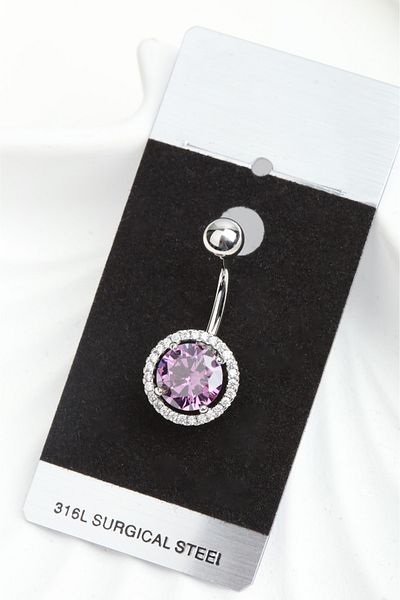 VLM AKSESUAR Purple Stone Navel Piercing Surgical Steel (10mm)