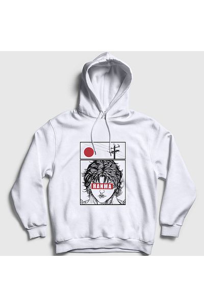 Presmono Hanma Baki Anime με μοτίβο Unisex φούτερ με λευκή κουκούλα - 319347 ττ
