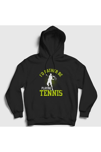 Presmono Унисекс черен суитшърт с качулка I Rather Play Sports Tennis 334837tt