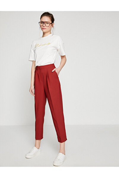 Koton Червен дамски панталон 8YAF40254GW
