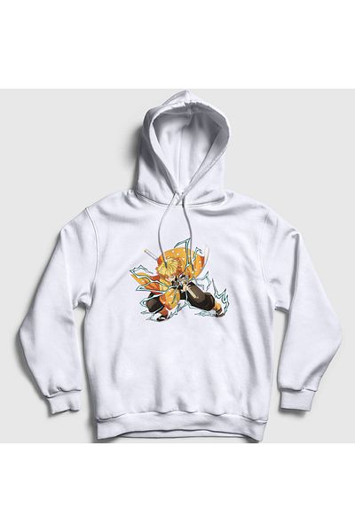 Presmono Unisex Λευκό Zenitsu Anime Demon Slayer Kimetsu No Yaiba Φούτερ με κουκούλα 309198 ττ
