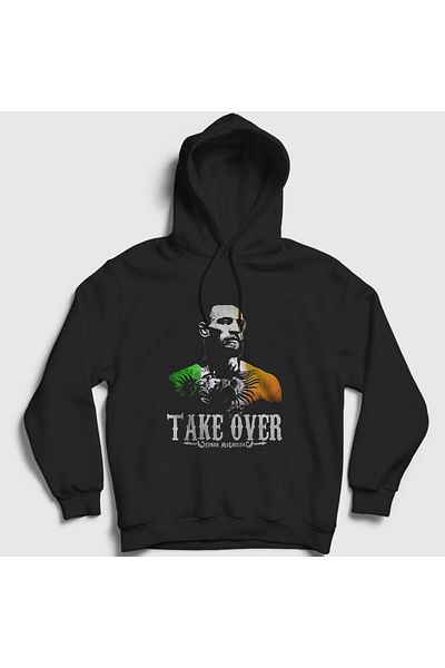 Presmono Унисекс черен суитшърт с качулка Take Over UFC Conor McGregor 312860tt