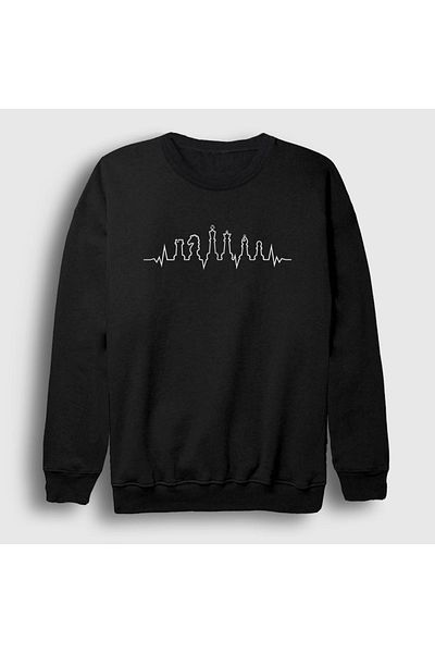 Presmono Унисекс черен суитшърт с лого Heartbeat, 334311tt
