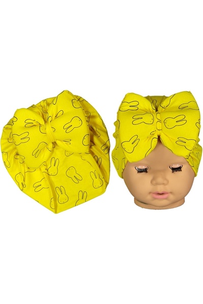 diamondstar Pamučni džersej Sa deznom Dvostruki mašna 0-12 meseci šešir