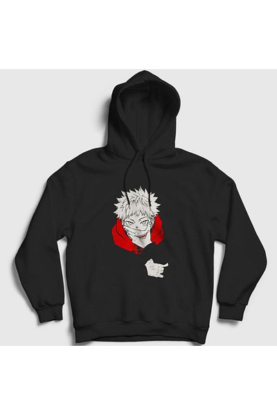 Presmono Унисекс черен суитшърт с качулка Yuji Itadori V2 Anime Jujutsu Kaisen 316587tt