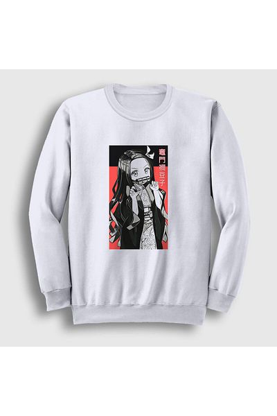Presmono Unisex Λευκό Nezuko Kamado V3 Anime Demon Slayer Kimetsu No Yaiba Φούτερ 308322 ττ