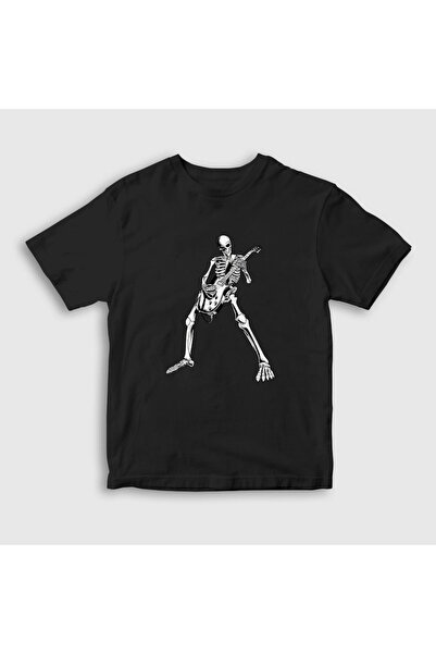 Presmono Unisex dečja crna skelet gitara muzika rok T-shirt 340017tt