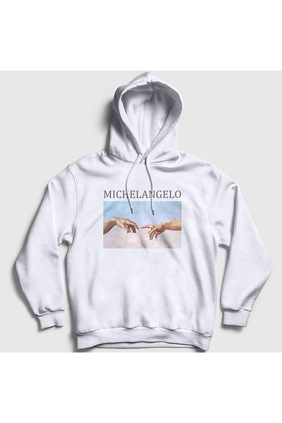 Presmono Φούτερ με κουκούλα Unisex White Creation Of Adam Creation Michelangelo 302947 ττ