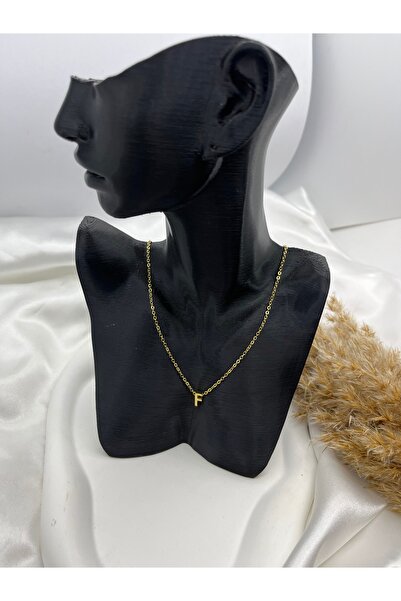 Yıldız Accessory Çelik Altın Renkli Harf Kolye F Harfi