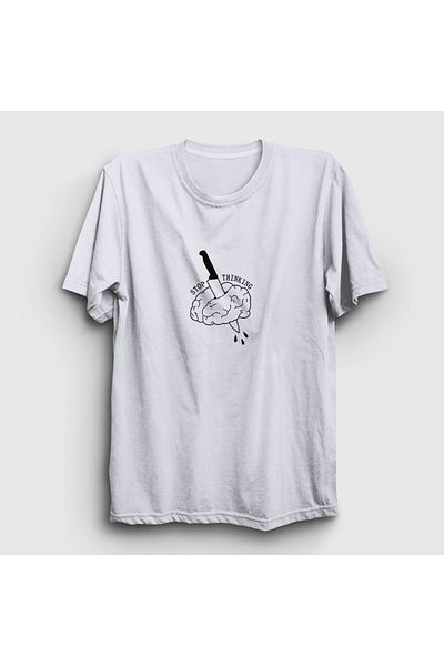 Presmono Μπλουζάκι Unisex White Stop Thinking 290430 ττ