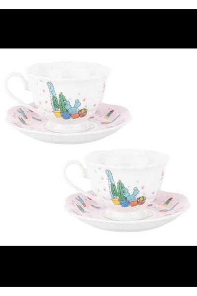 Tantitoni 2-Piece Lovely Cactus New Bone Coffee Cup Set (Elvin Home Concept)