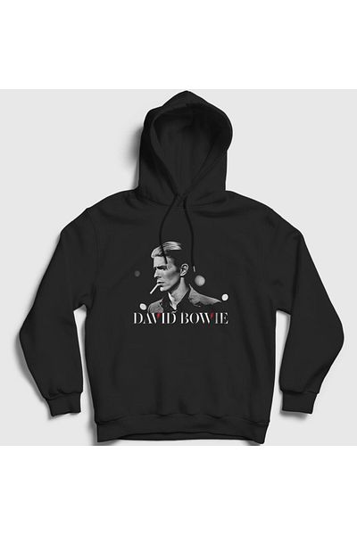 Presmono Унисекс черен готин суитшърт с качулка David Bowie 301880tt
