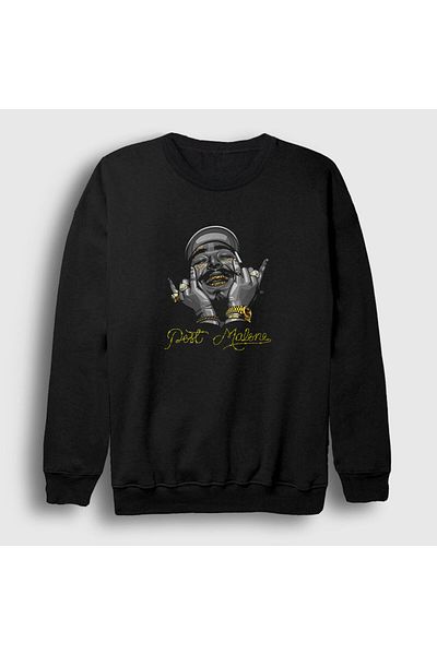 Presmono Унисекс черен суитшърт Laugh Post Malone 304327tt
