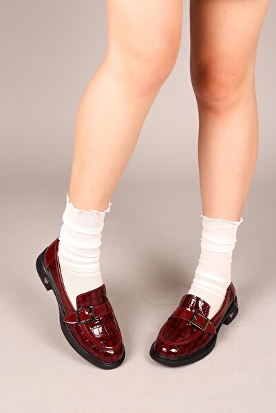 Birikon DARİA Kroko Garnili Tokalı Loafer BORDO