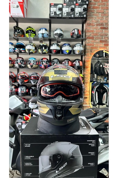 LS2 STREAM 2 ROAD MAT SİYAH-GOLD-GRİ KASK