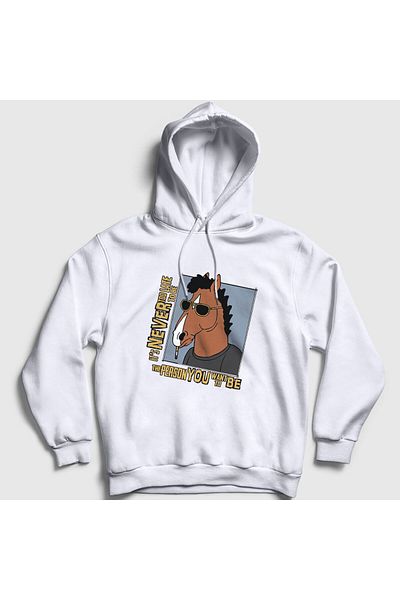 Presmono Unisex Λευκό Ποτέ πολύ αργά Φούτερ με κουκούλα Bojack Horseman 299870 ττ