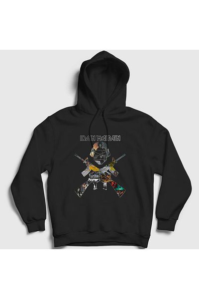 Presmono Φούτερ Unisex Black Soldier V2 Iron Maiden με κουκούλα 293892 ττ