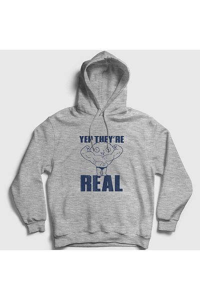 Presmono Φούτερ Unisex Grey Real Stewie Family Guy με κουκούλα 301010 ττ