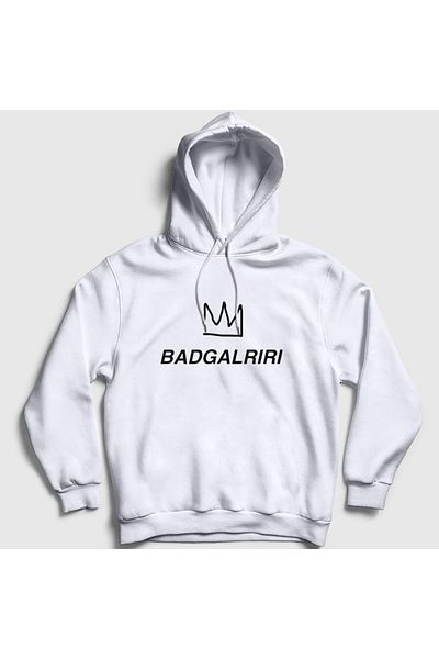 Presmono Unisex Λευκό φούτερ Badgalriri Rihanna με κουκούλα 330407 ττ