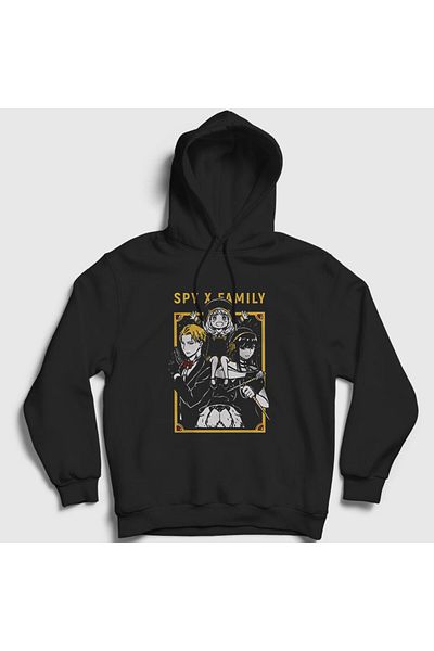 Presmono Unisex Μαύρη αφίσα Anime Spy X Family φούτερ με κουκούλα 318477 ττ