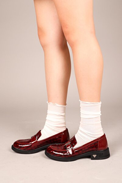 Birikon DARİA Kroko Garnili Tokalı Loafer BORDO