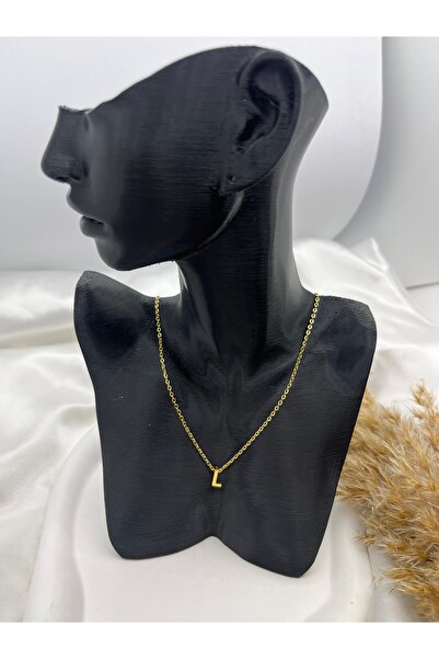 Yıldız Accessory قلادة حرف L من الفولاذ باللون الذهبي