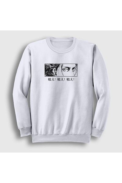Presmono Unisex Λευκό Eren Yeager Flowers Anime Attack On Titan Φούτερ 314563 ττ