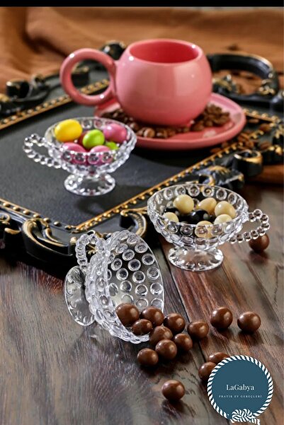 Online Kapında 6 Adet Akrilik Boncuklu Fincan Görünmülü Lokumluk Sosluk Çerez...