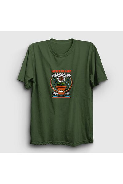 Presmono Μπλουζάκι Unisex Khaki Water Is Life Flower 289190 ττ