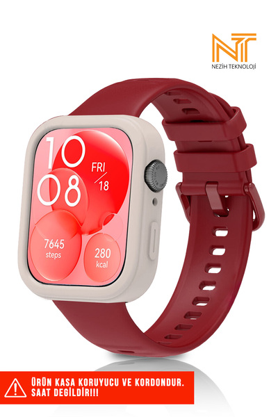 Nezih Case Huawei Watch Fit 3 Uyumlu Yumuşak Renkli Silikon Kasa Koruyucu Jel...