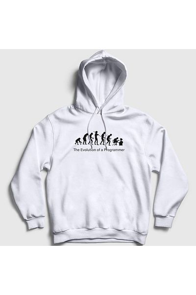 Presmono Φούτερ με λευκή κουκούλα Unisex Evolution Developer - 333137 ττ