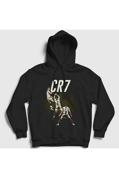 Presmono Unisex Black Celebration Football Cr7 Cristiano Ronaldo Hooded Sweatshirt319847tt