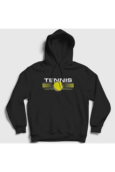 Presmono Φούτερ Unisex Black Court Sports Tennis Tennis Hooded 331827 ττ