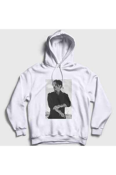 Presmono Unisex Λευκό Cool Φούτερ με κουκούλα Johnny Depp 320297 ττ