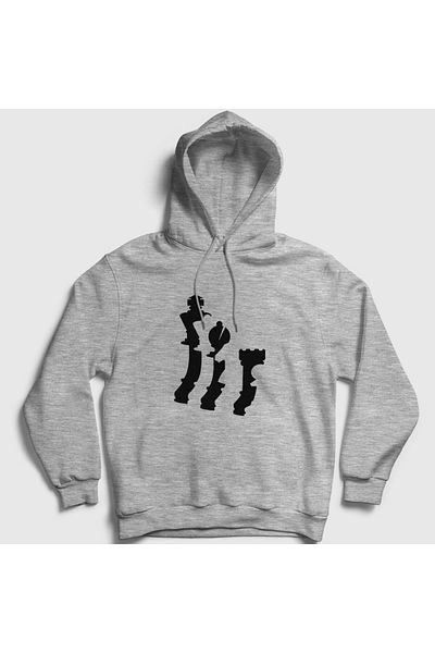 Presmono Φούτερ Unisex Grey Pieces Chess Chess με κουκούλα 338011 ττ