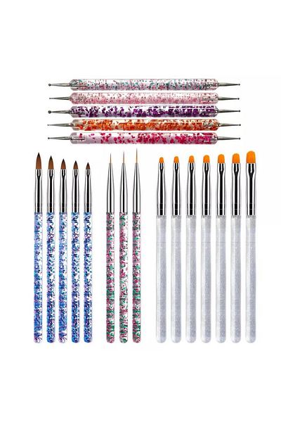 aba nails Nail Art Acrylic Gel Nail Brush Set 20pcs