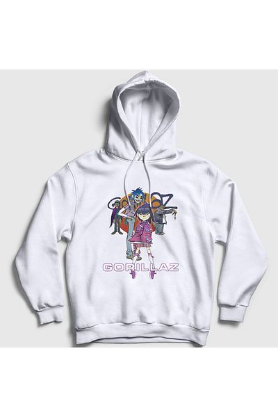 Presmono Φούτερ Unisex White Sun Gorillaz με κουκούλα 294040 ττ