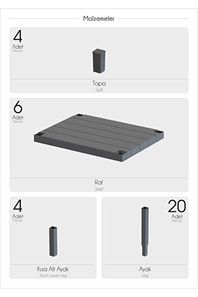 Trend Maison Çok Amaçlı 6 Katlı Modüler Düzenleyici Mutfak Rafı Ve Erzak Dolabı Dekoratif Saksılık