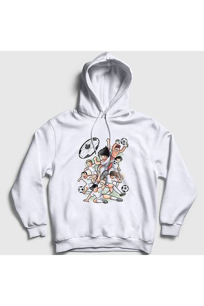 Presmono Unisex Λευκό Niupi Ποδόσφαιρο Anime Captain Captain Tsubasa Φούτερ με κουκούλα 325547 ττ